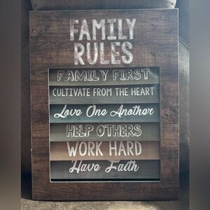 Family Rules Wooden Wall Art